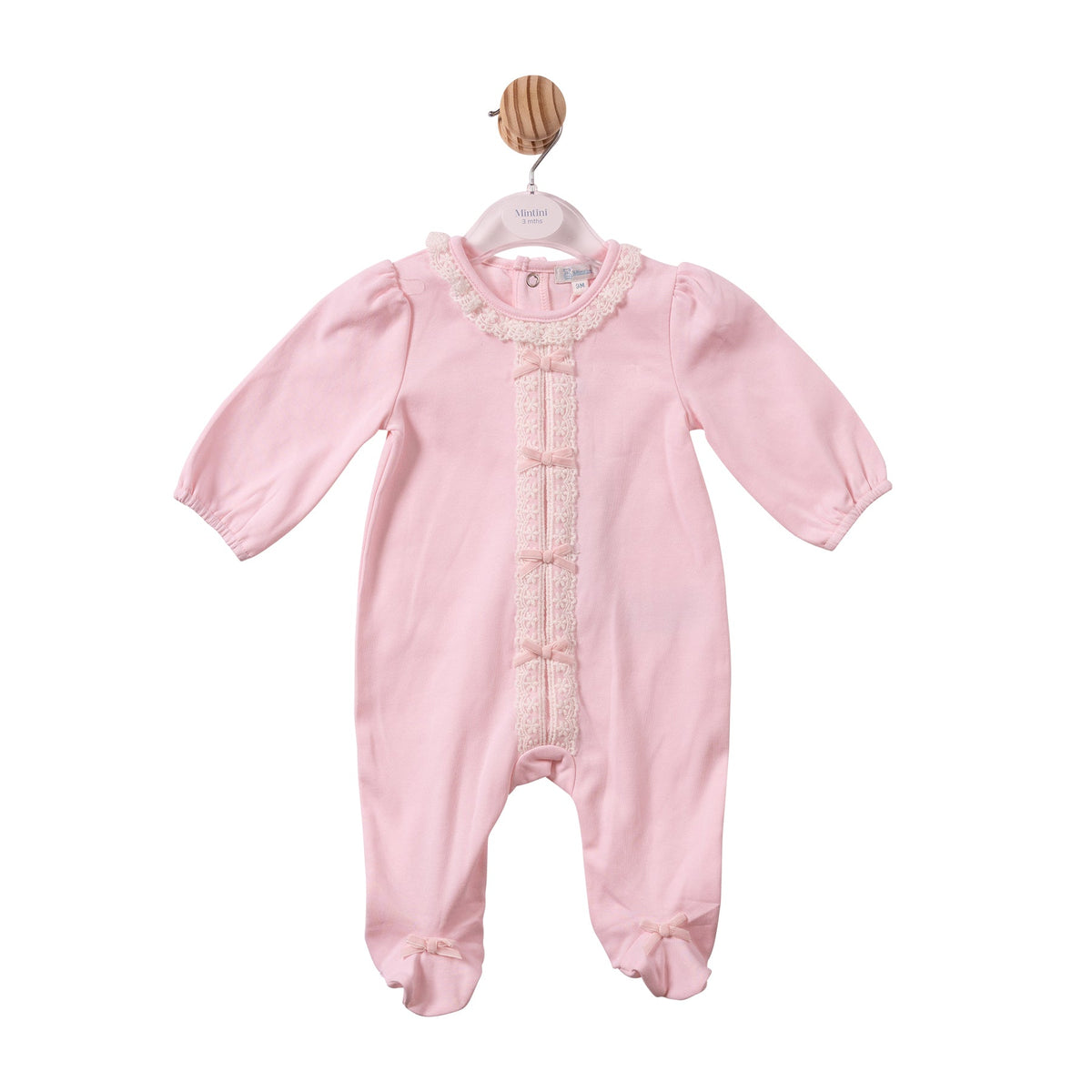 Pink Lace Bow Babygrow - MB7467