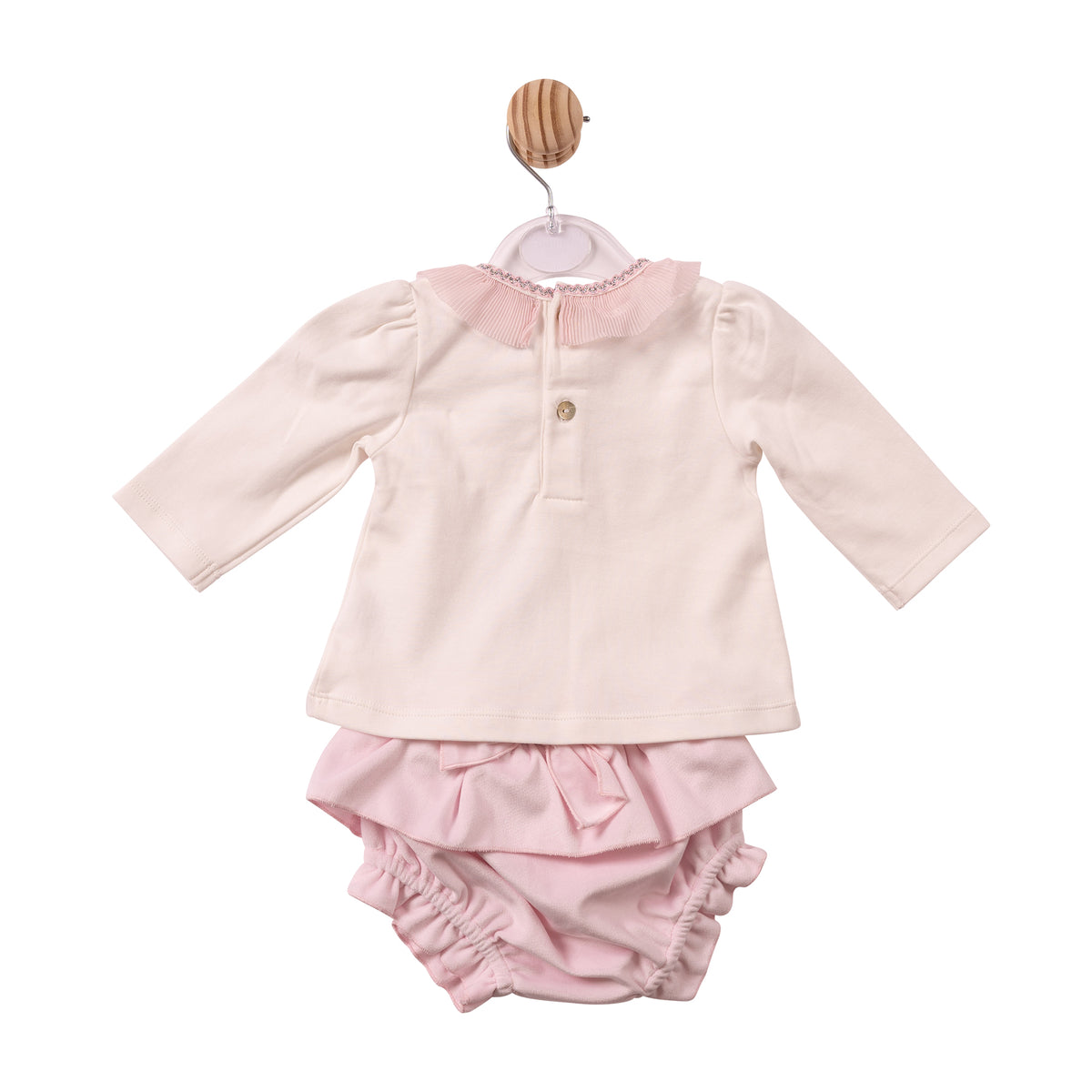Ivory/Pink Chiffon Pleated Top & Bloomer - MB7481