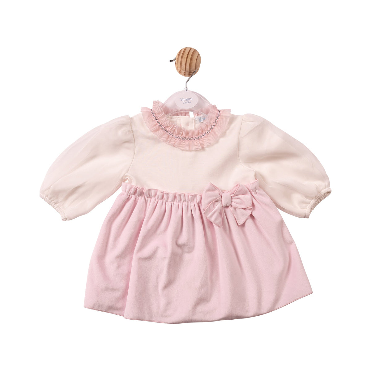 Ivory/Pink Chiffon Pleated Dress - MB7483