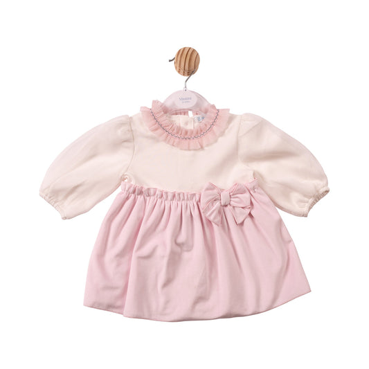 Ivory/Pink Chiffon Pleated Dress - MB7483
