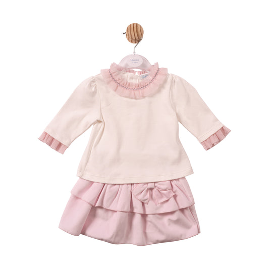 Pink Chiffon Pleated Top & Skirt - MB7484