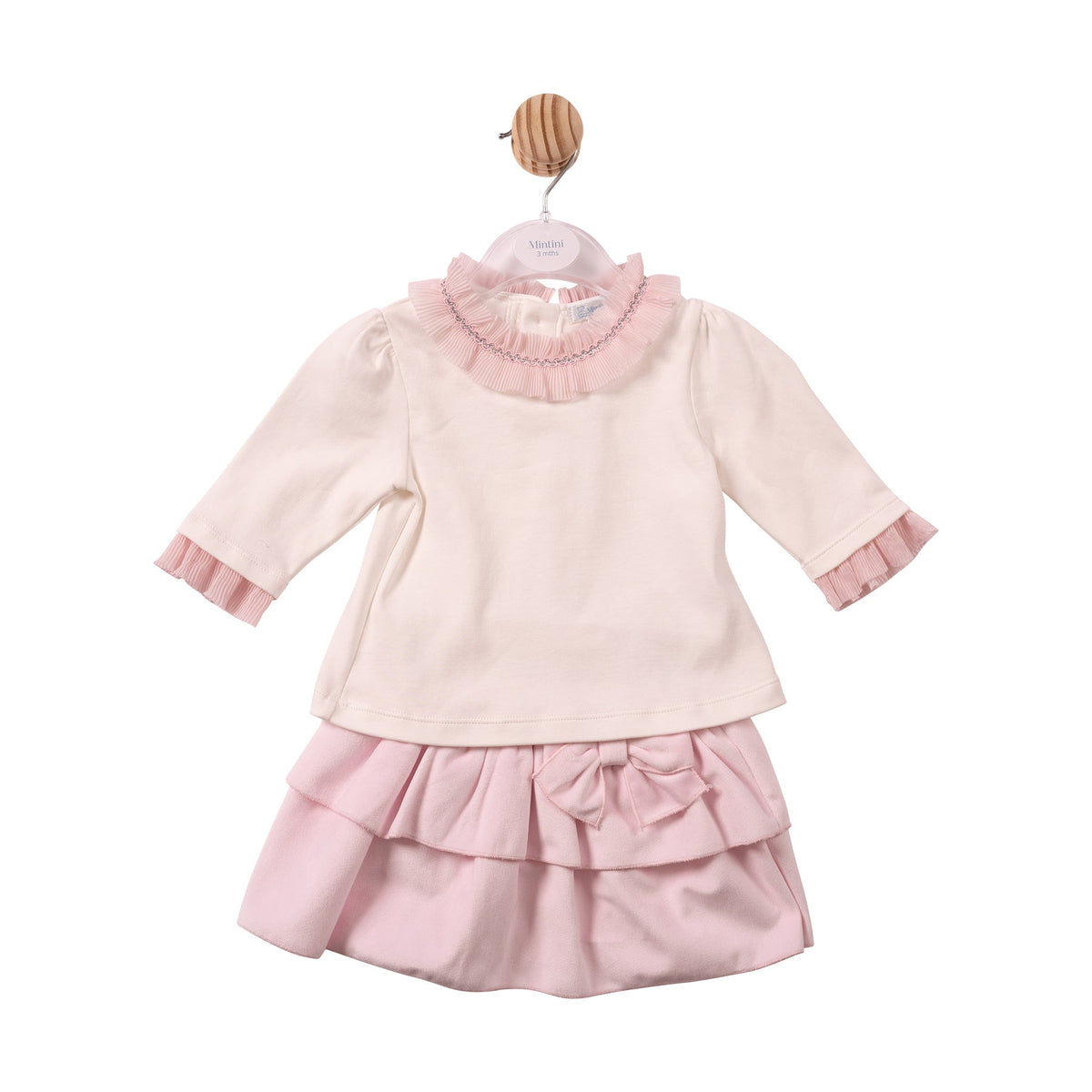 Ivory/Pink Chiffon Pleated Top & Skirt - MB7484