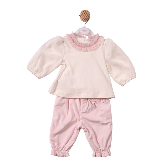 Pink Chiffon Pleated Top & Trouser - MB7485