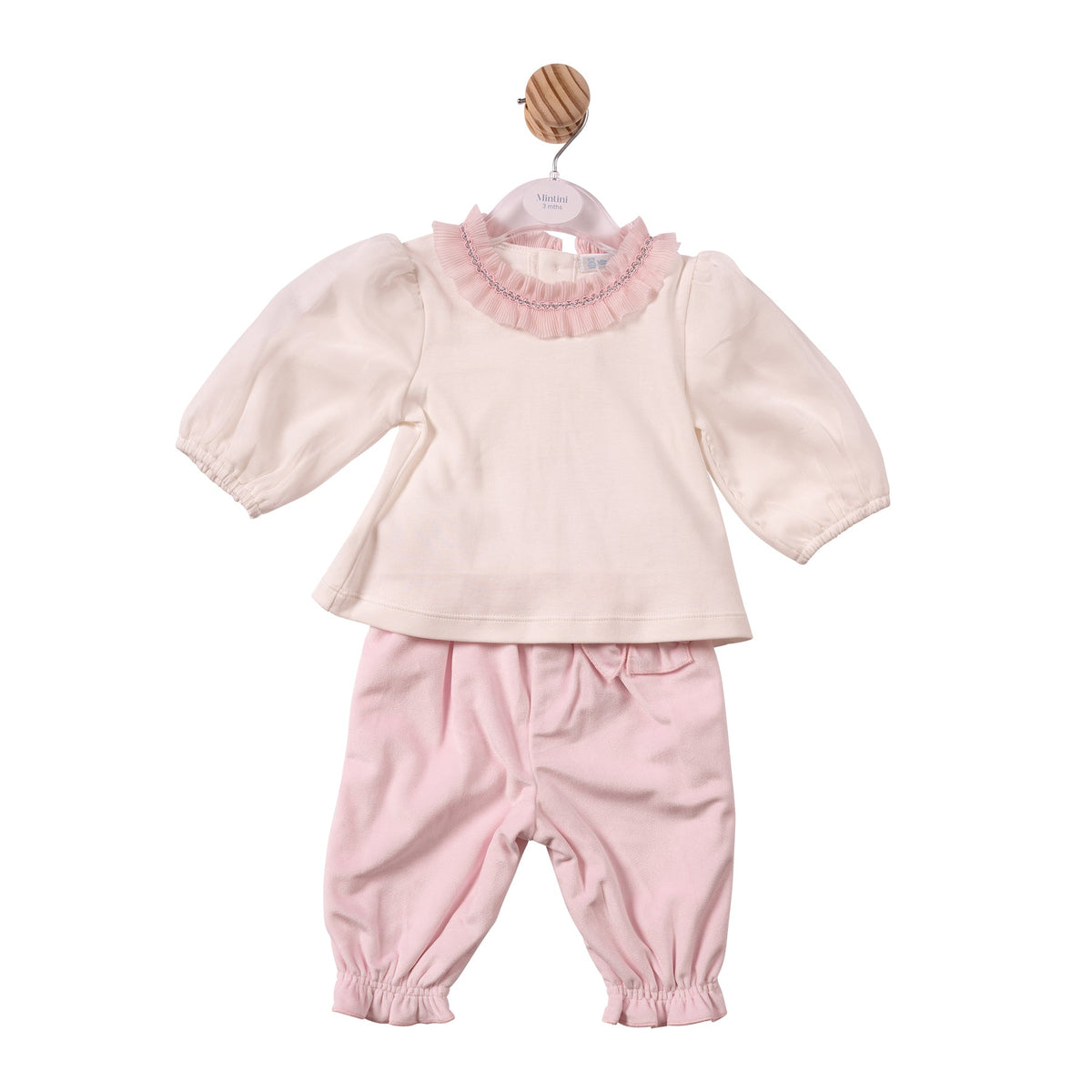Ivory/Pink Chiffon Pleated Top & Trouser - MB7485