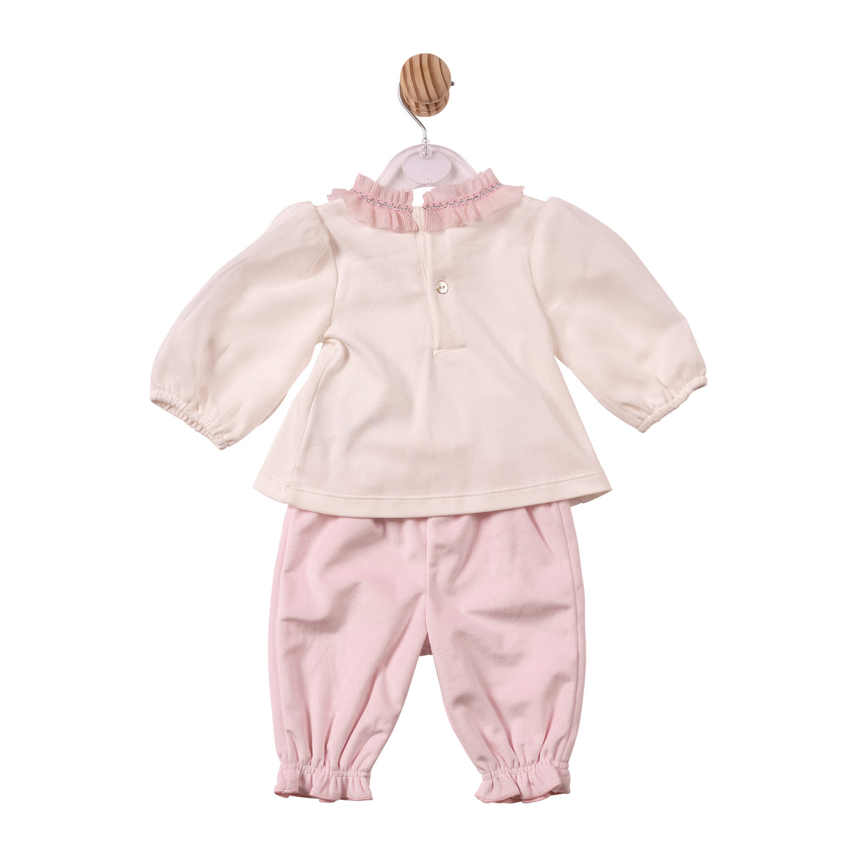 Ivory/Pink Chiffon Pleated Top & Trouser - MB7485