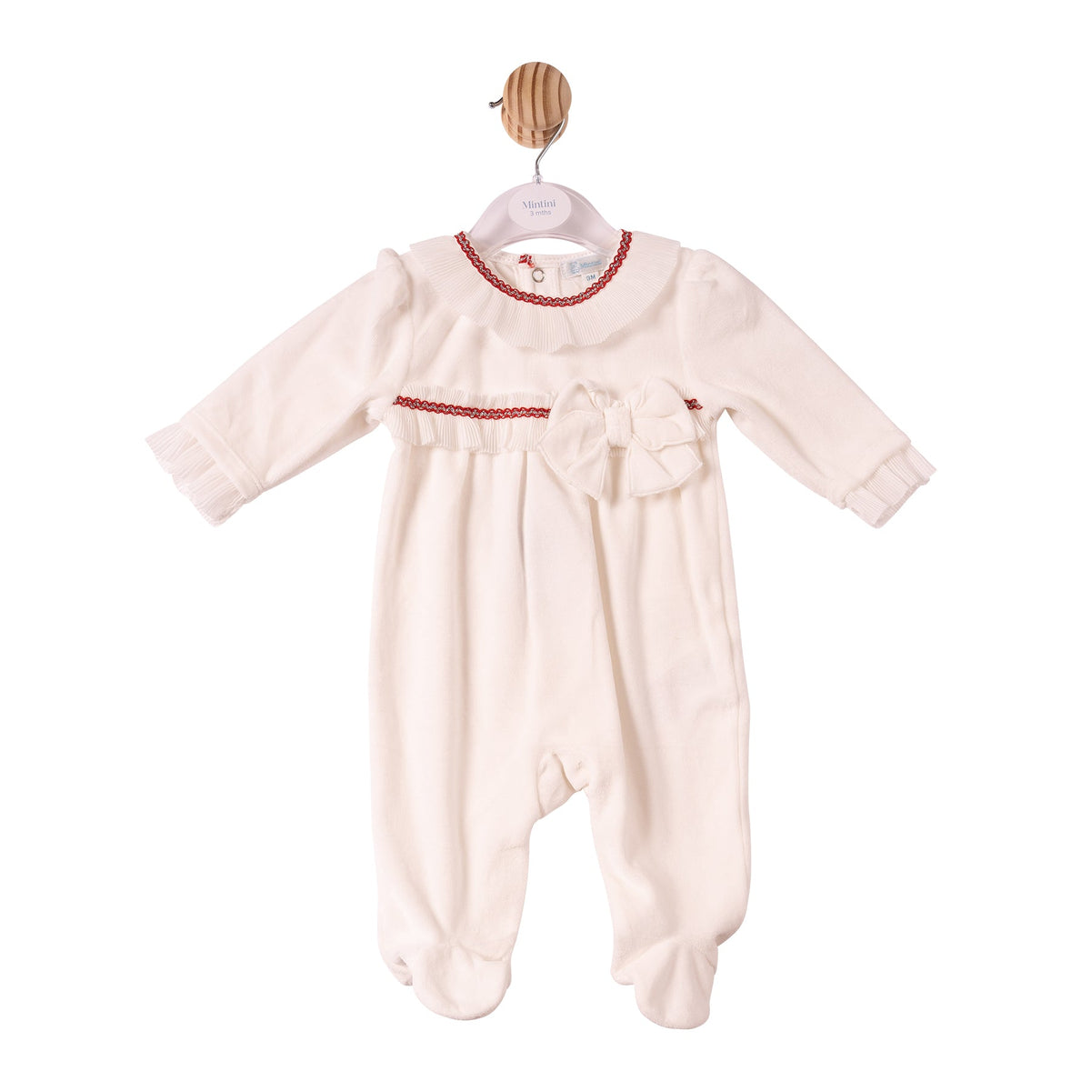 Ivory & Red Chiffon Pleated Babygrow - MB7487