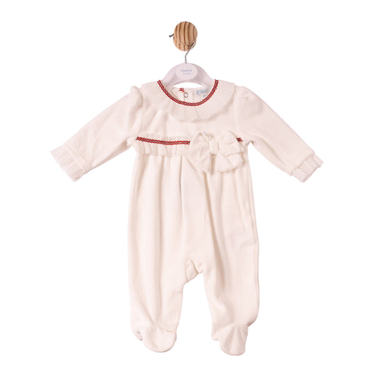 Ivory and Red Chiffon Pleated Babygrow - MB7487