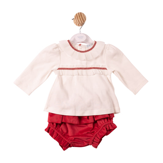 Red Chiffon Pleated Top & Bloomer - MB7488