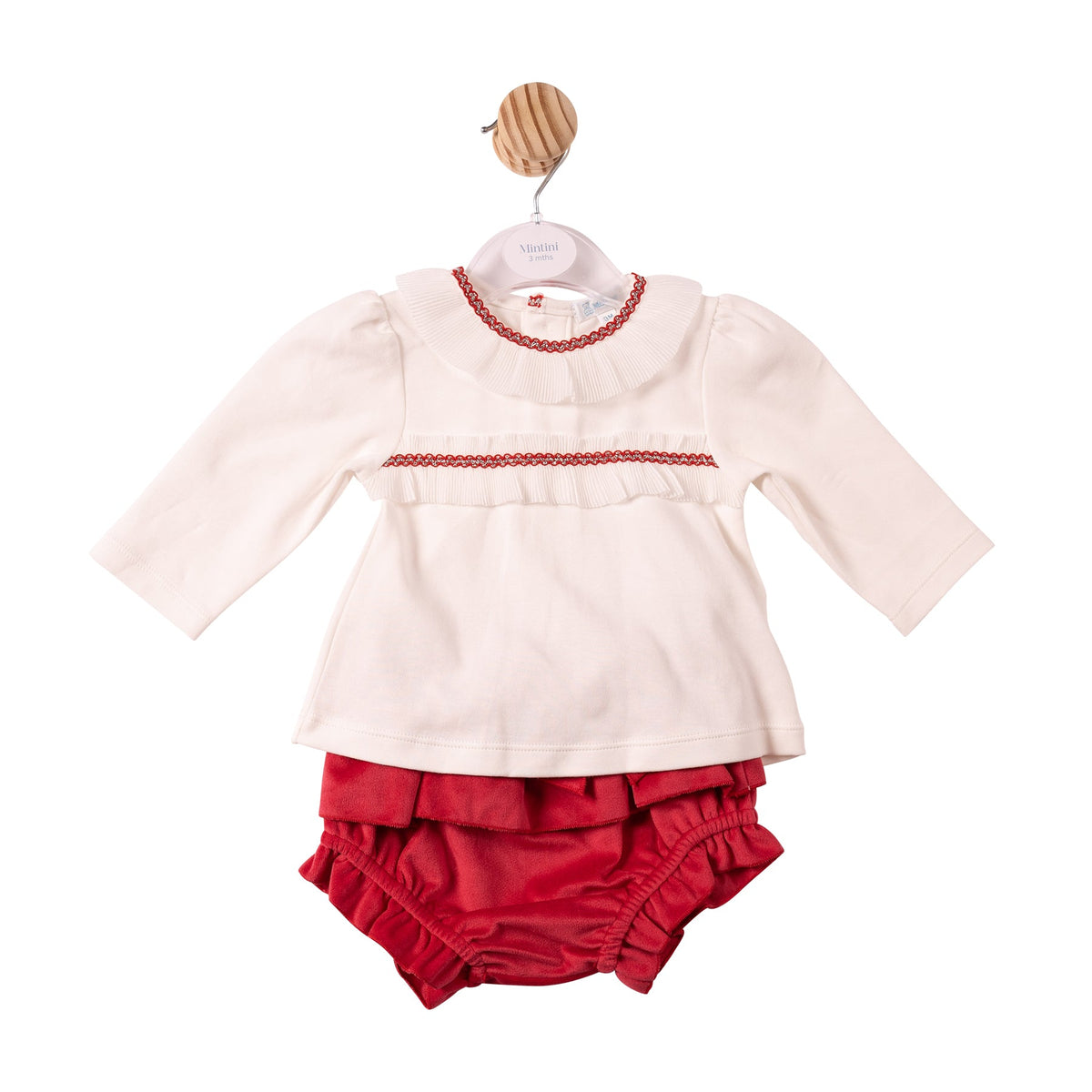 Ivory/Red Chiffon Pleated Top & Bloomer - MB7488
