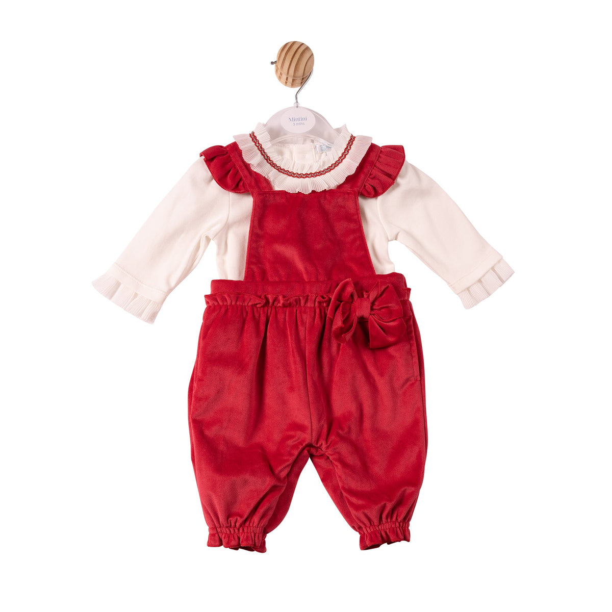 Ivory/Red Chiffon Pleated Top & Dungaree - MB7489