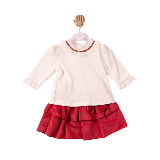 Red Chiffon Pleated Top & Skirt - MB7491