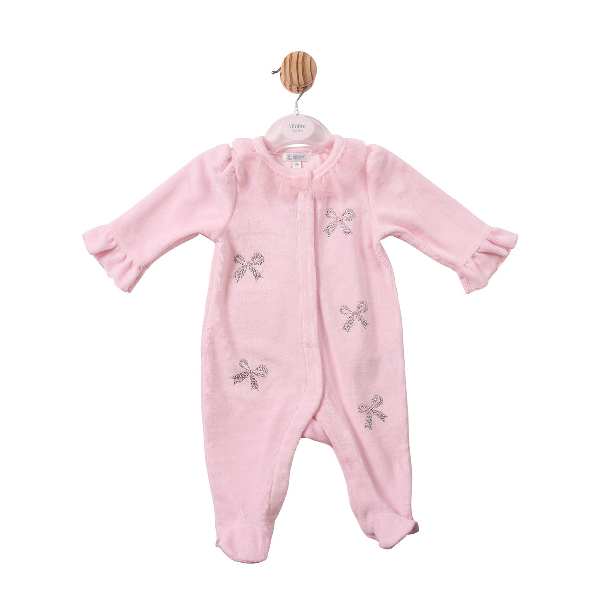 Pink Bow Diamante Babygrow - MB7493