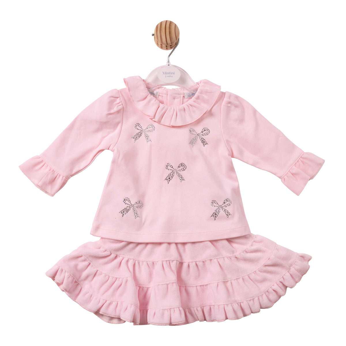 Pink Diamante Bow Top & Skirt - MB7495