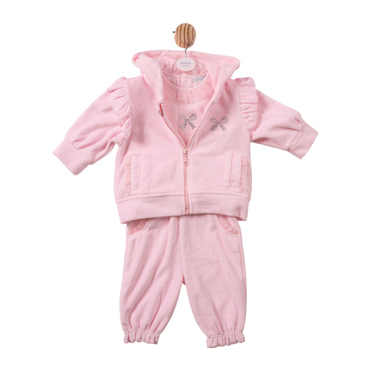 Pink Diamante Bow 3pc Tracksuit - MB7498