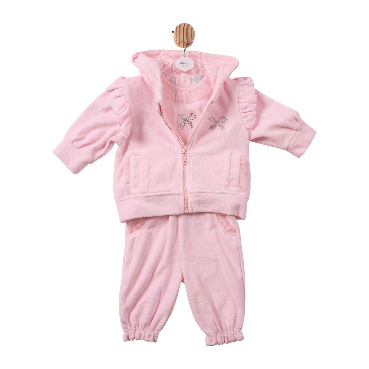 Pink Bow Diamante 3pc Tracksuit - MB7498