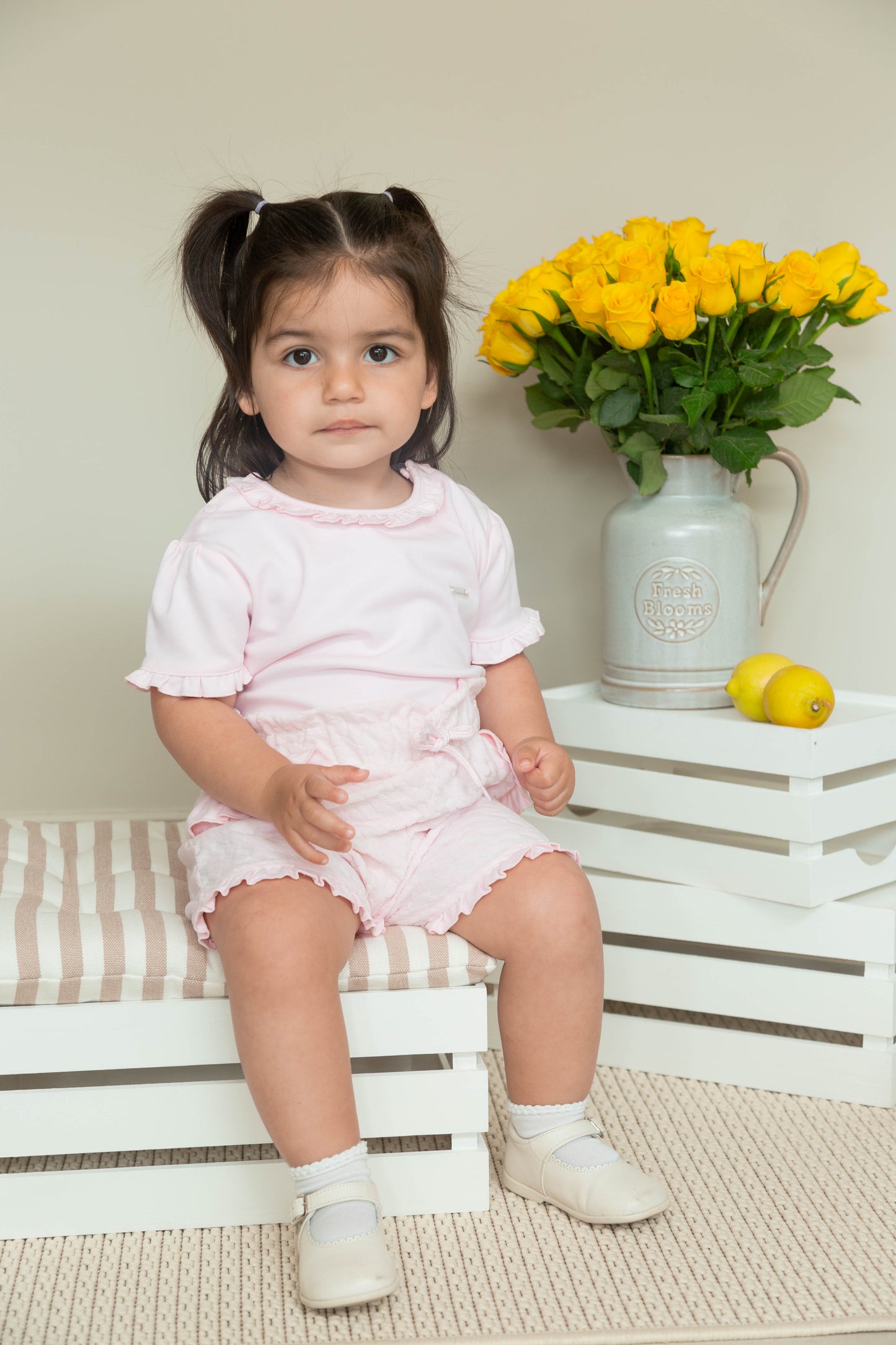 Pink Velour Top and Short Set