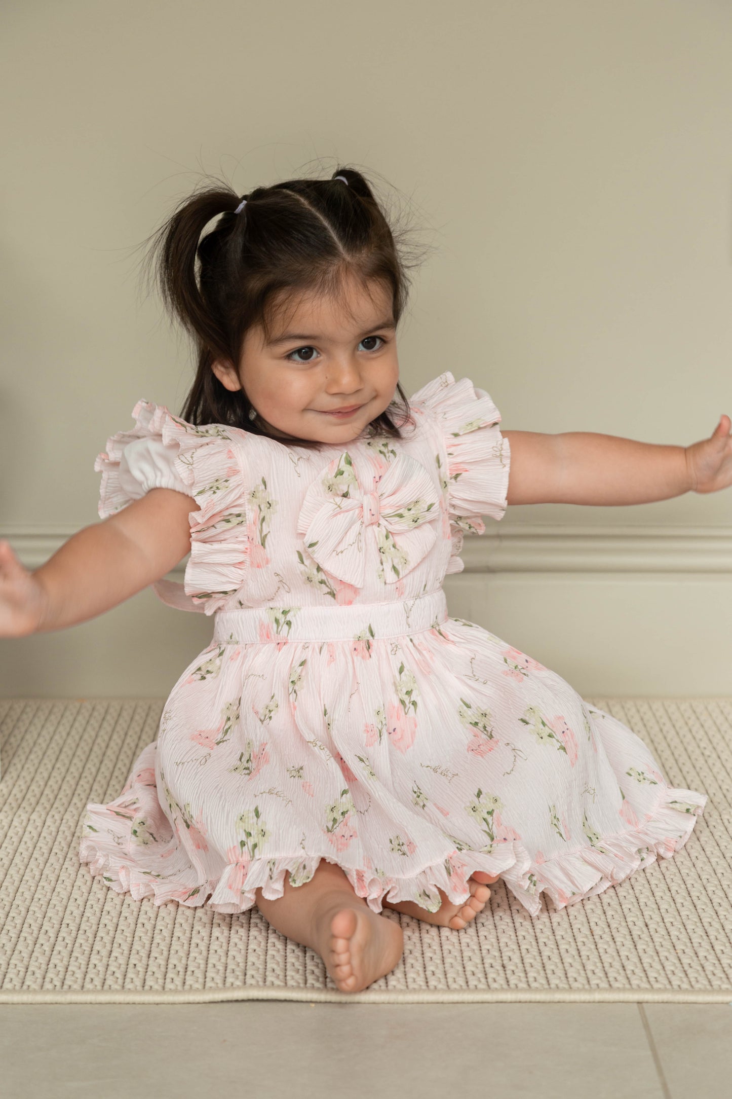 Crinkle Pink Floral Dress and Jam Pant