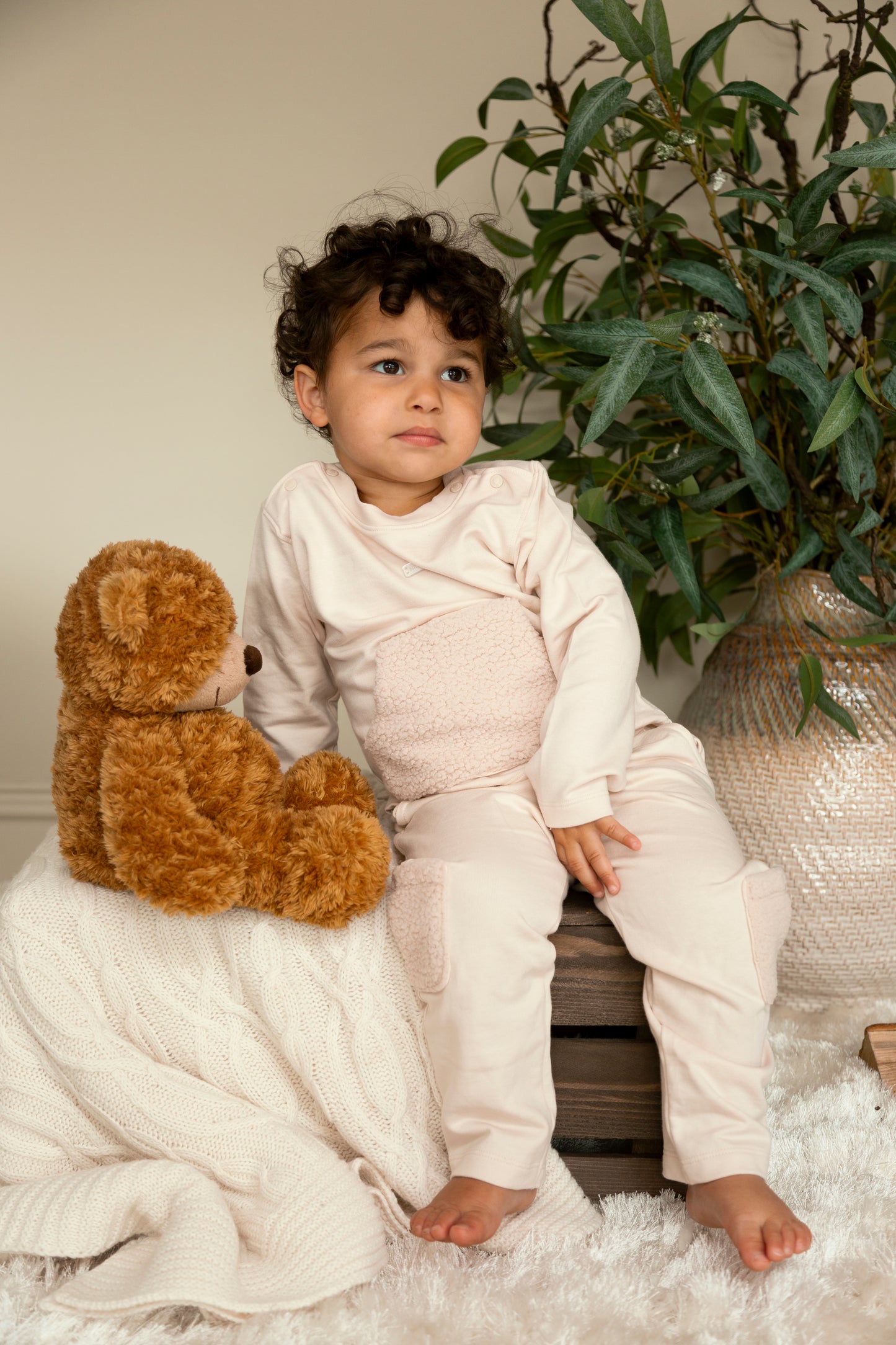 Beige Teddy Fur Tracksuit