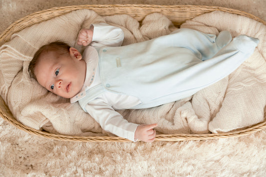 Baby Blue Jersey Jacquard Top and Dungaree