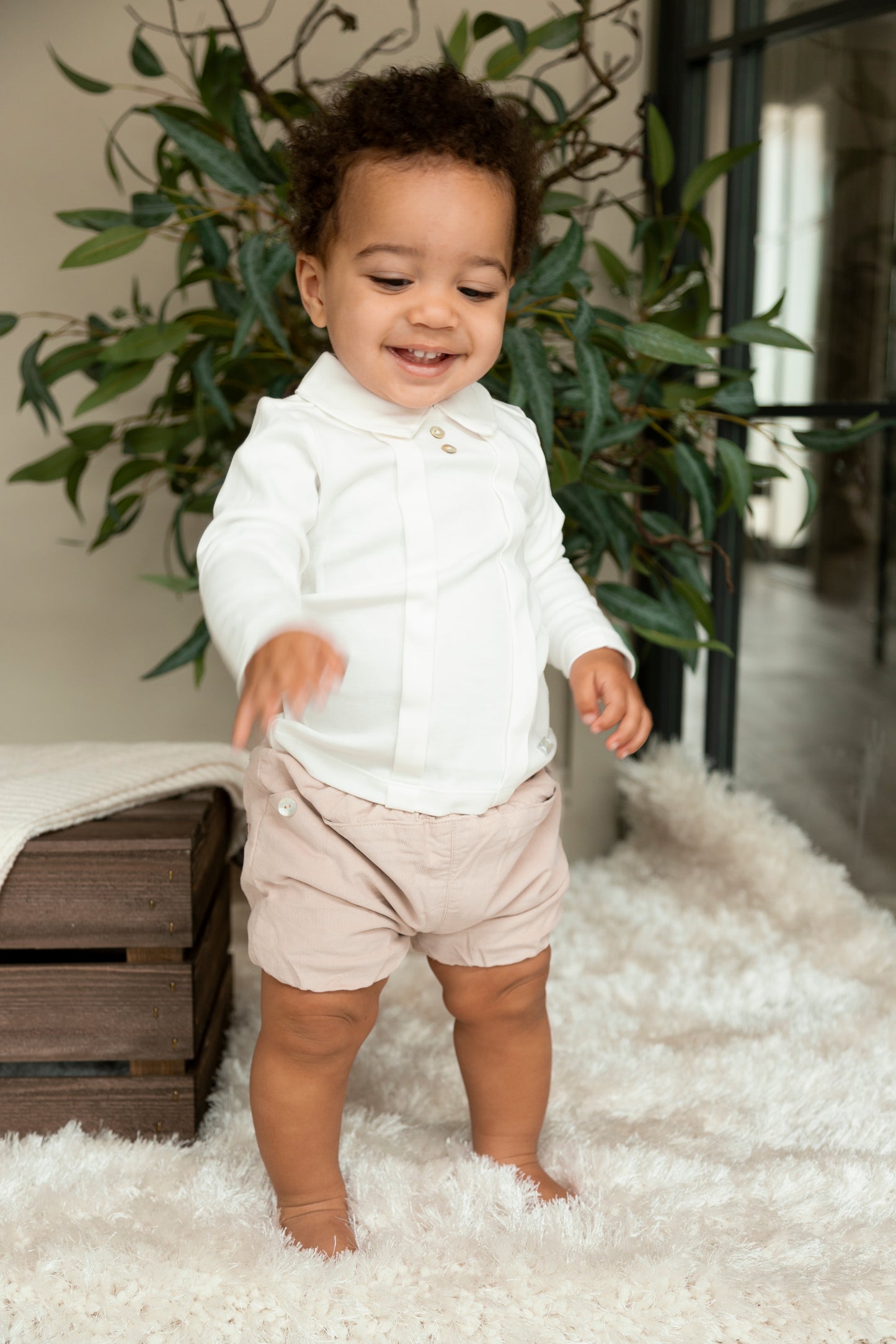 Beige Needlecord Top and Bloomer