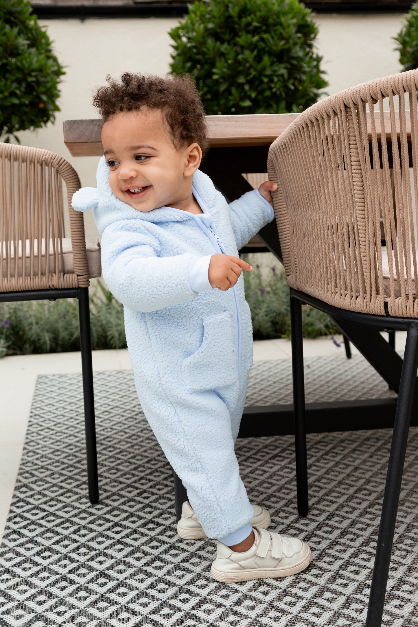 Blue Teddy Fur Hooded Onesie