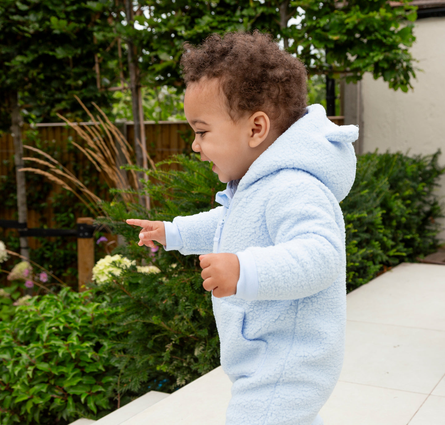 Blue Teddy Fur Hooded Onesie