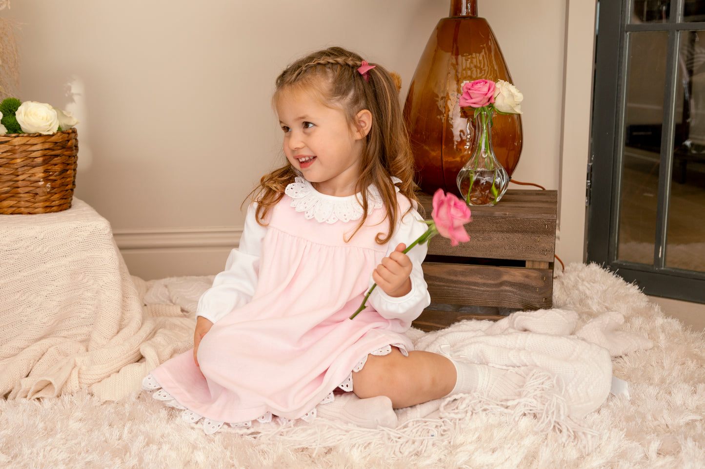 Petal Velour Top and Pinafore