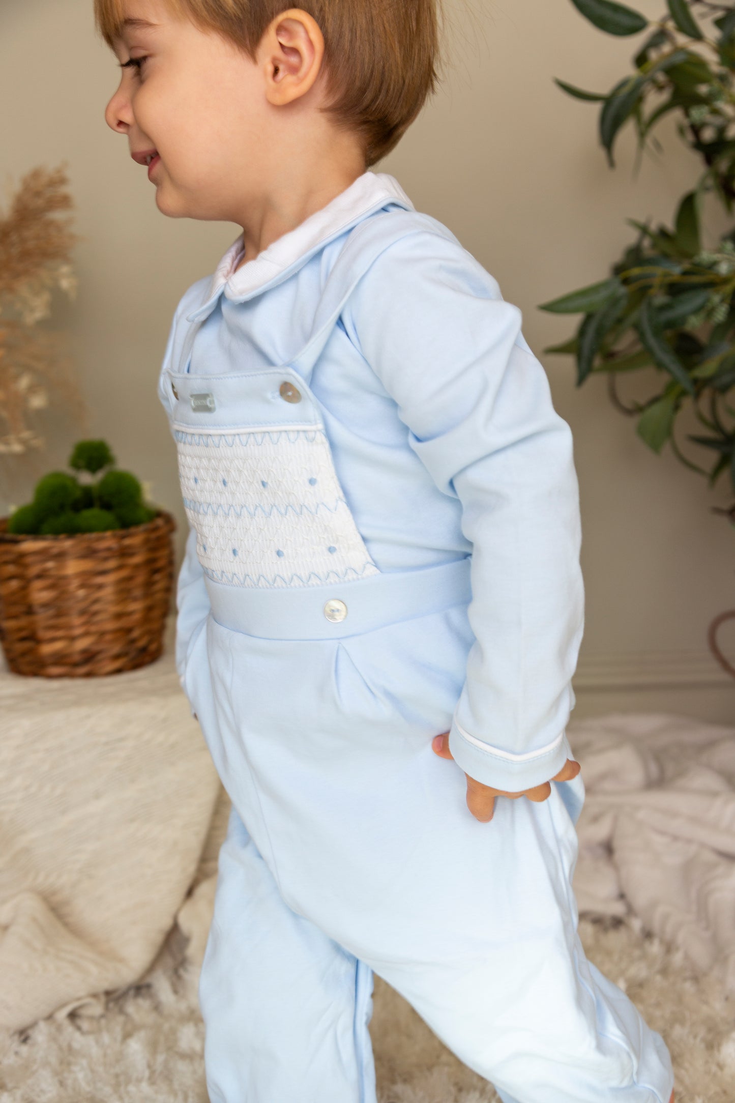 Blue Smocked Top and Dungaree