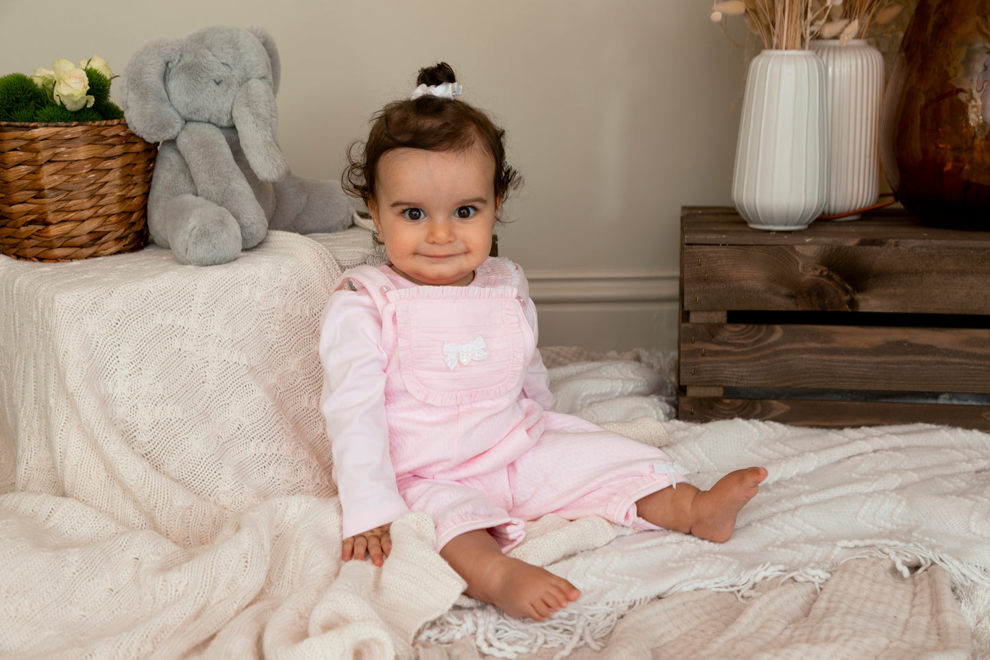 Pointelle Jacquard Top and Dungaree