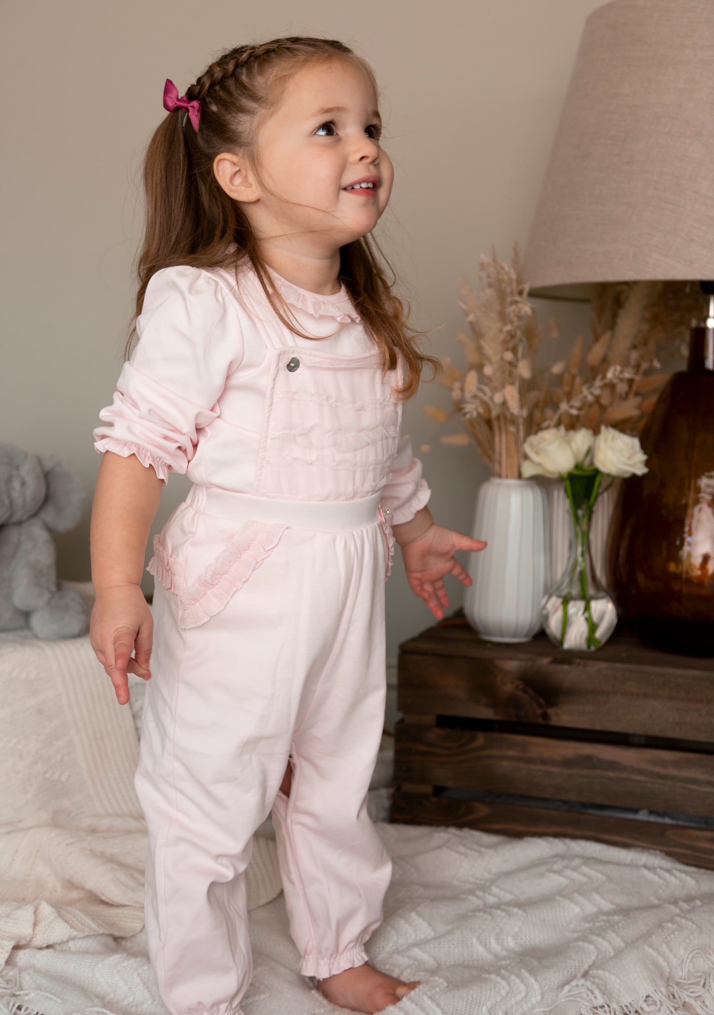 Pink Ruffle Top and Dungaree