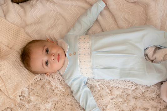Blue Smocked Babygrow