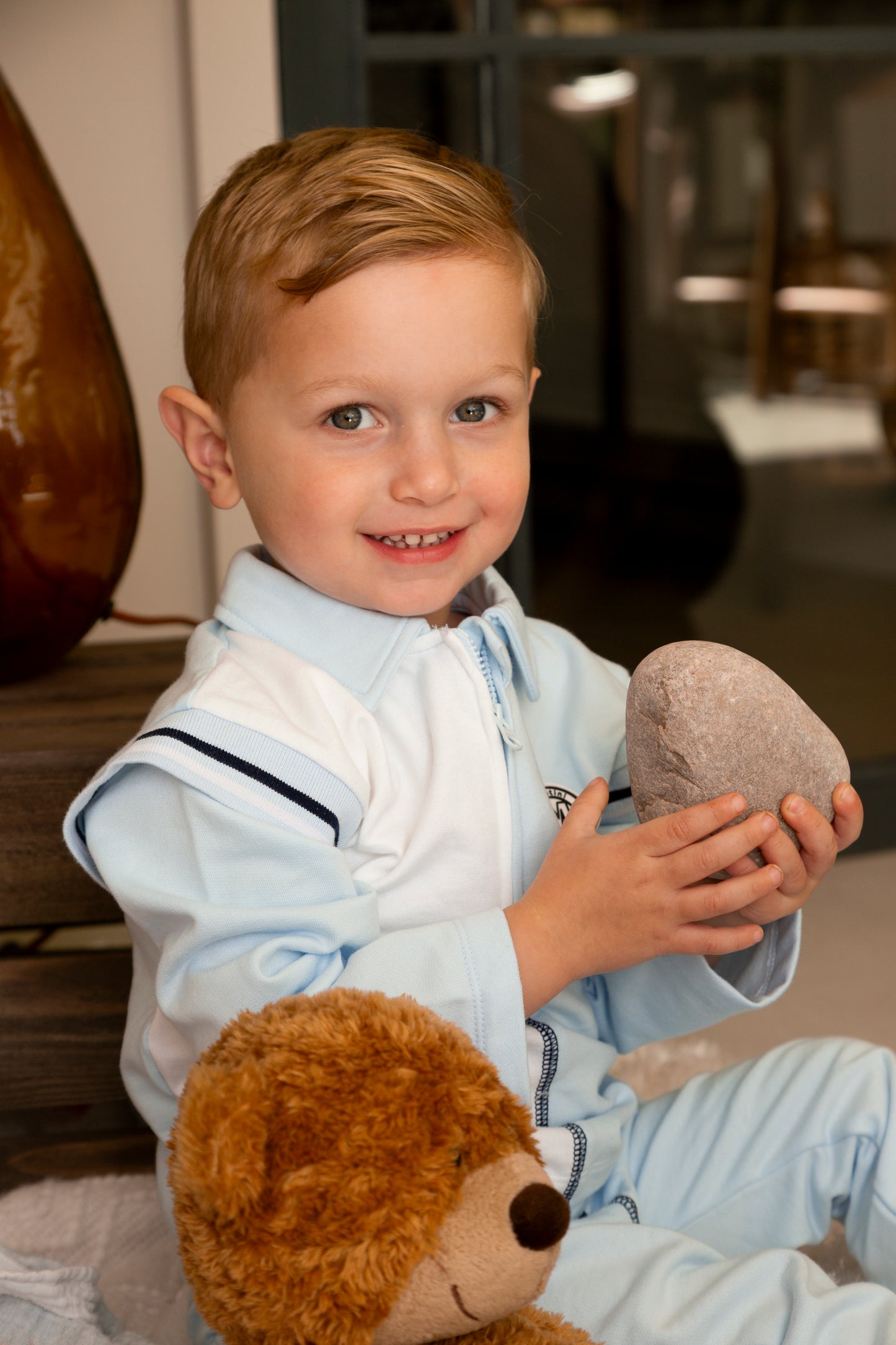 Navy Piping Colourblock Polo and Jogpant