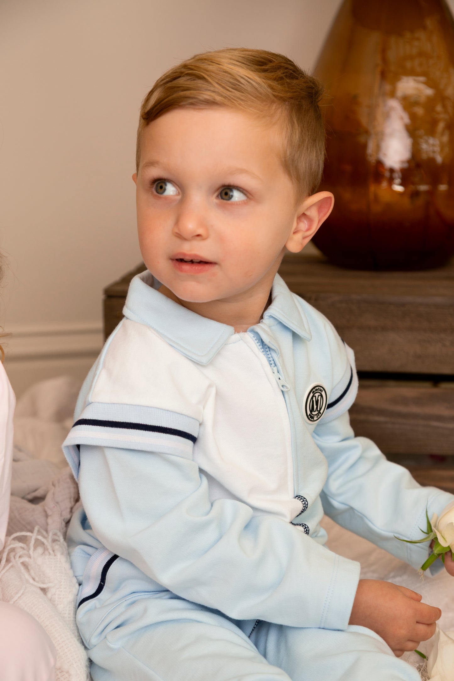 Navy Piping Colourblock Polo and Jogpant