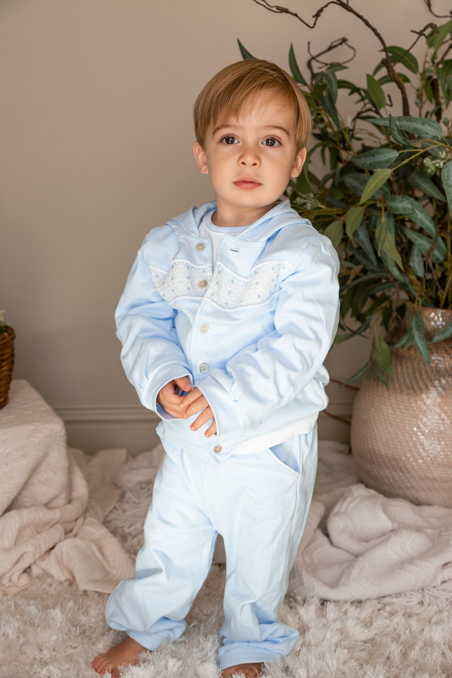 Blue Smocked 3 Piece Set