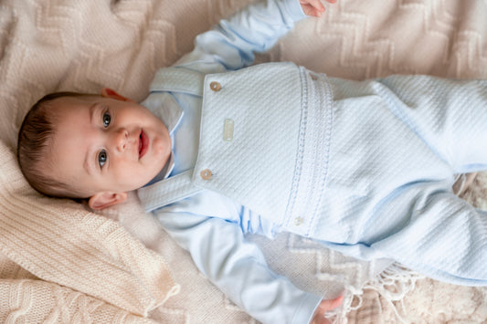 Blue Jacquard Top and Dungaree
