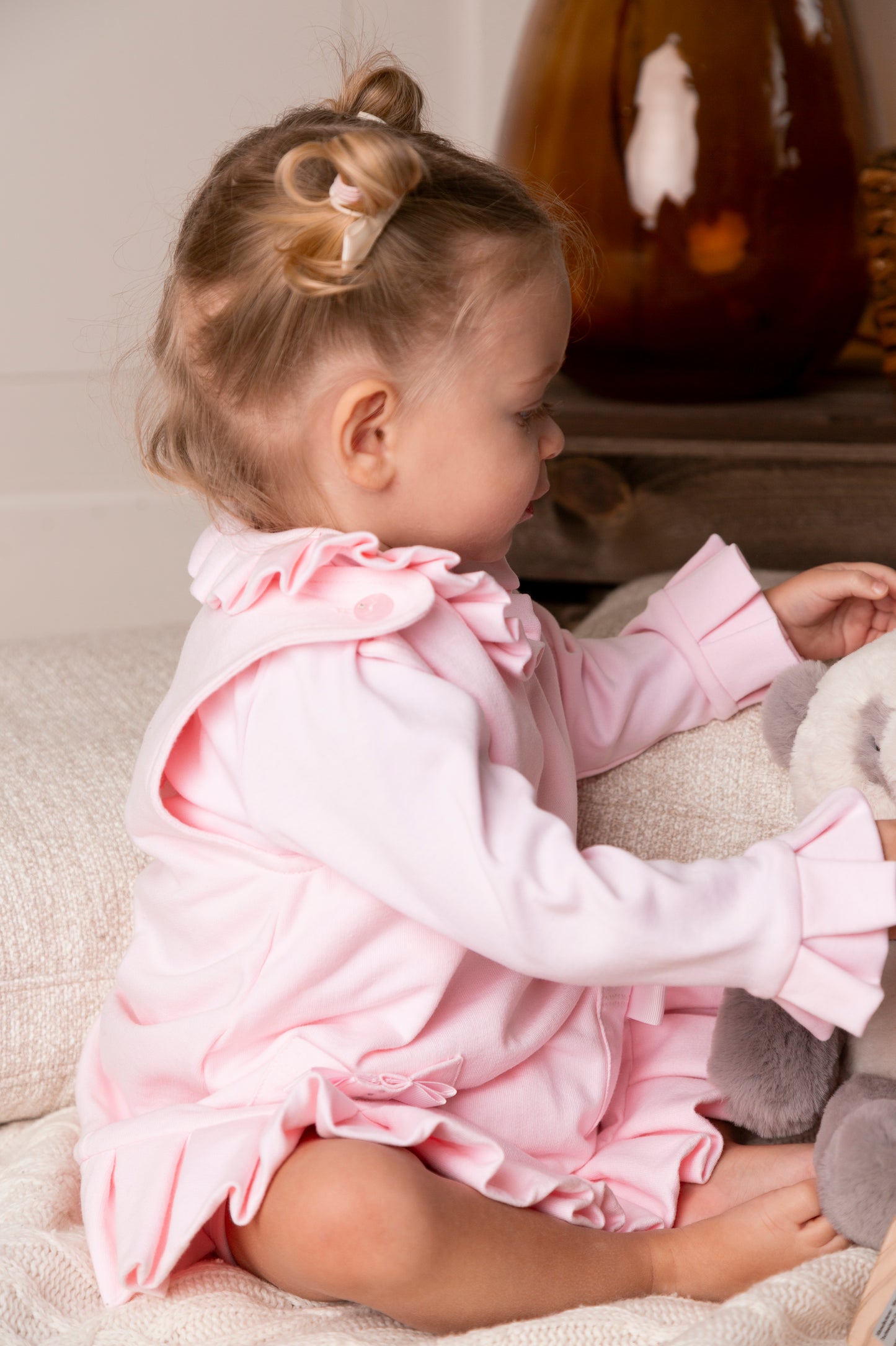 Pink Ribbon Pleat Top and Pinafore