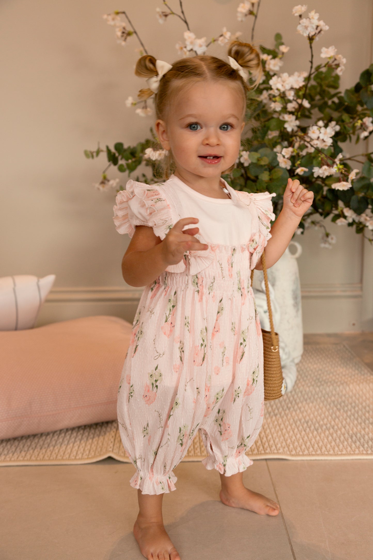 Crinkle Pink Floral Top and Sun Romper