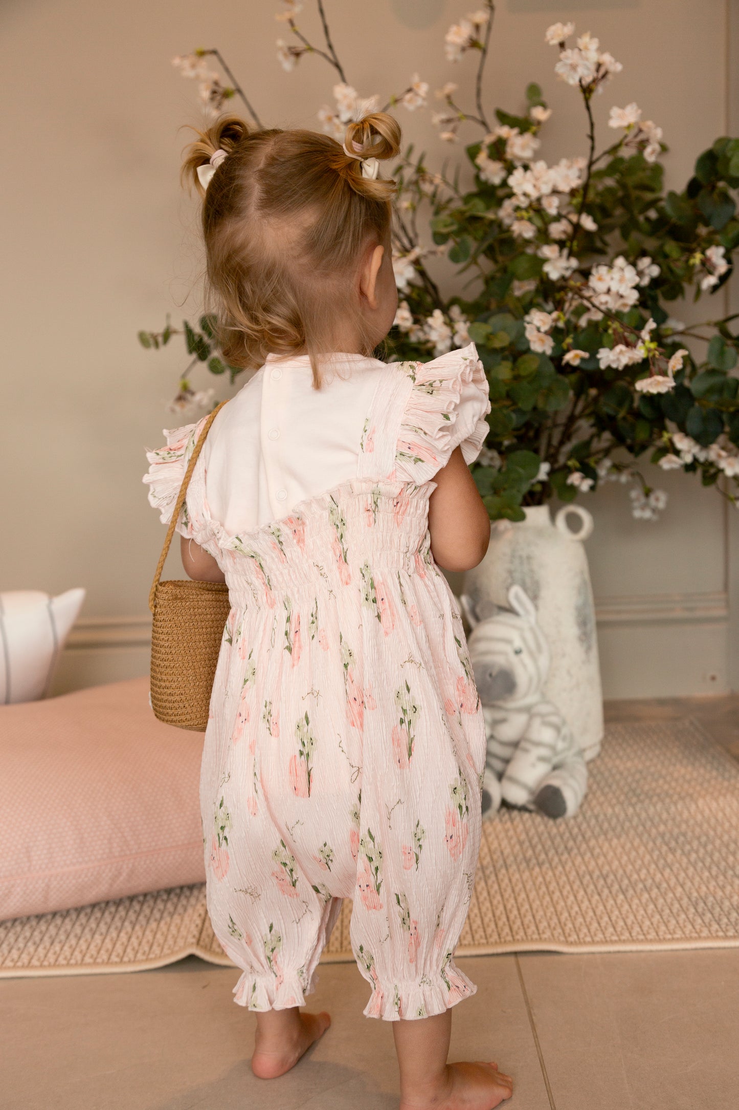 Crinkle Pink Floral Top and Sun Romper