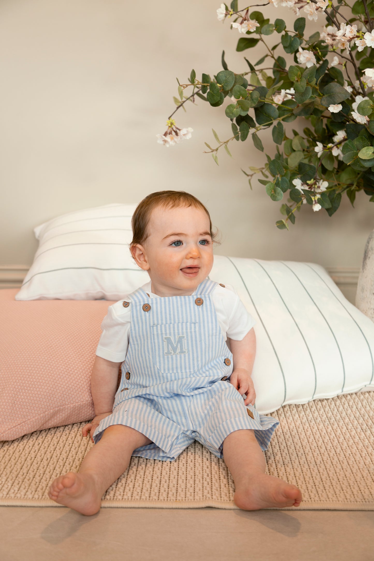 Blue Pinstripe T-Shirt & Short Dungaree