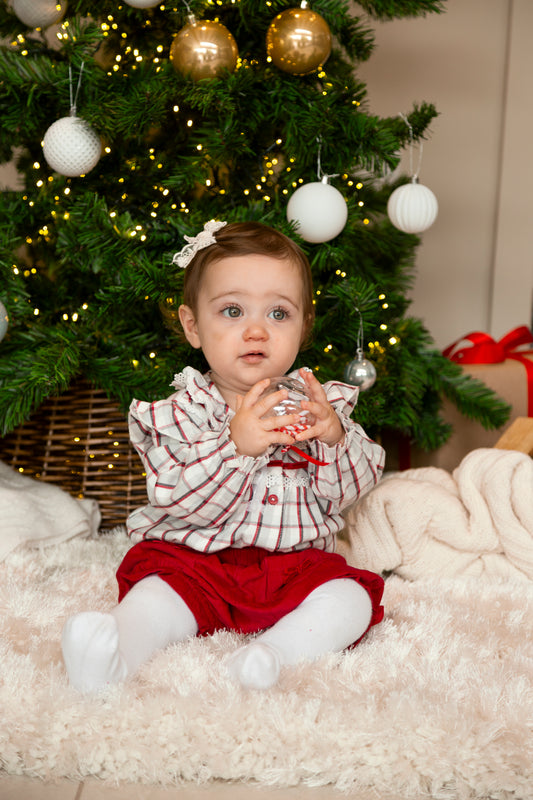 Girls Red and Ivory Top and Bloomer Short