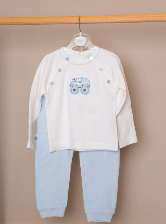 Blue Knit Monster Truck Tracksuit