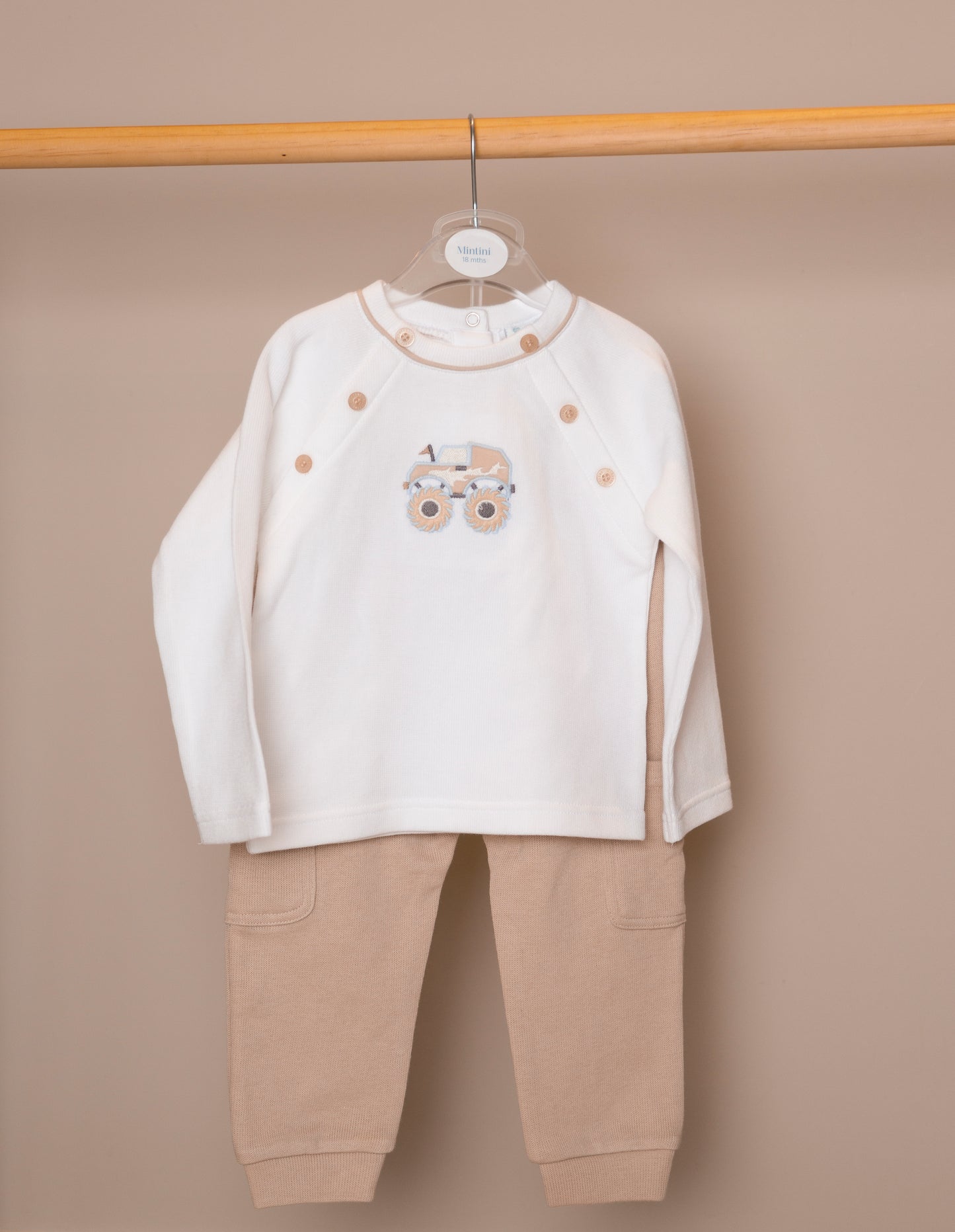 Beige Knit Monster Truck Tracksuit