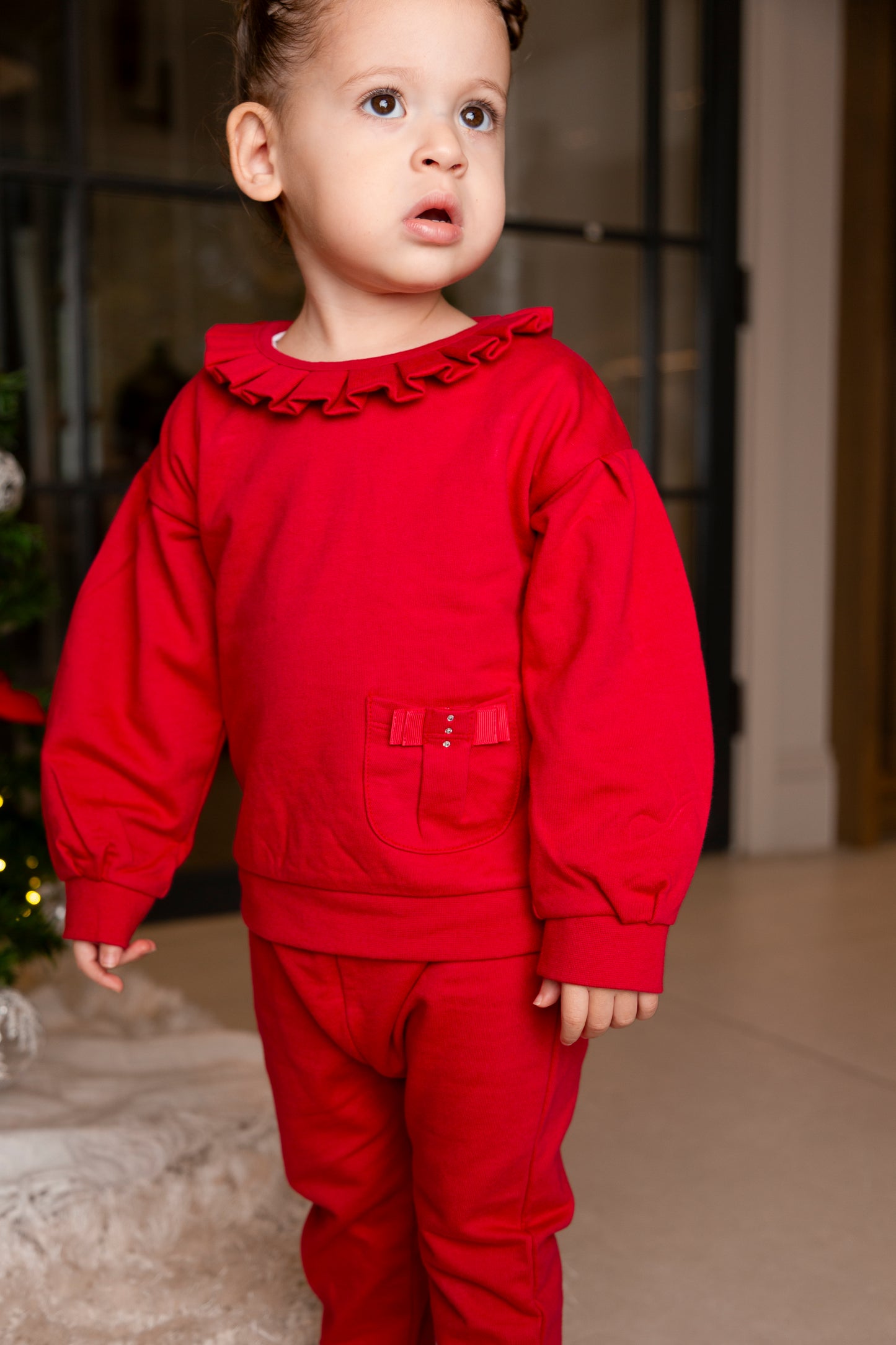 Red Ribbon Pleat Tracksuit