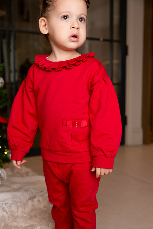 Red Ribbon Pleat Tracksuit