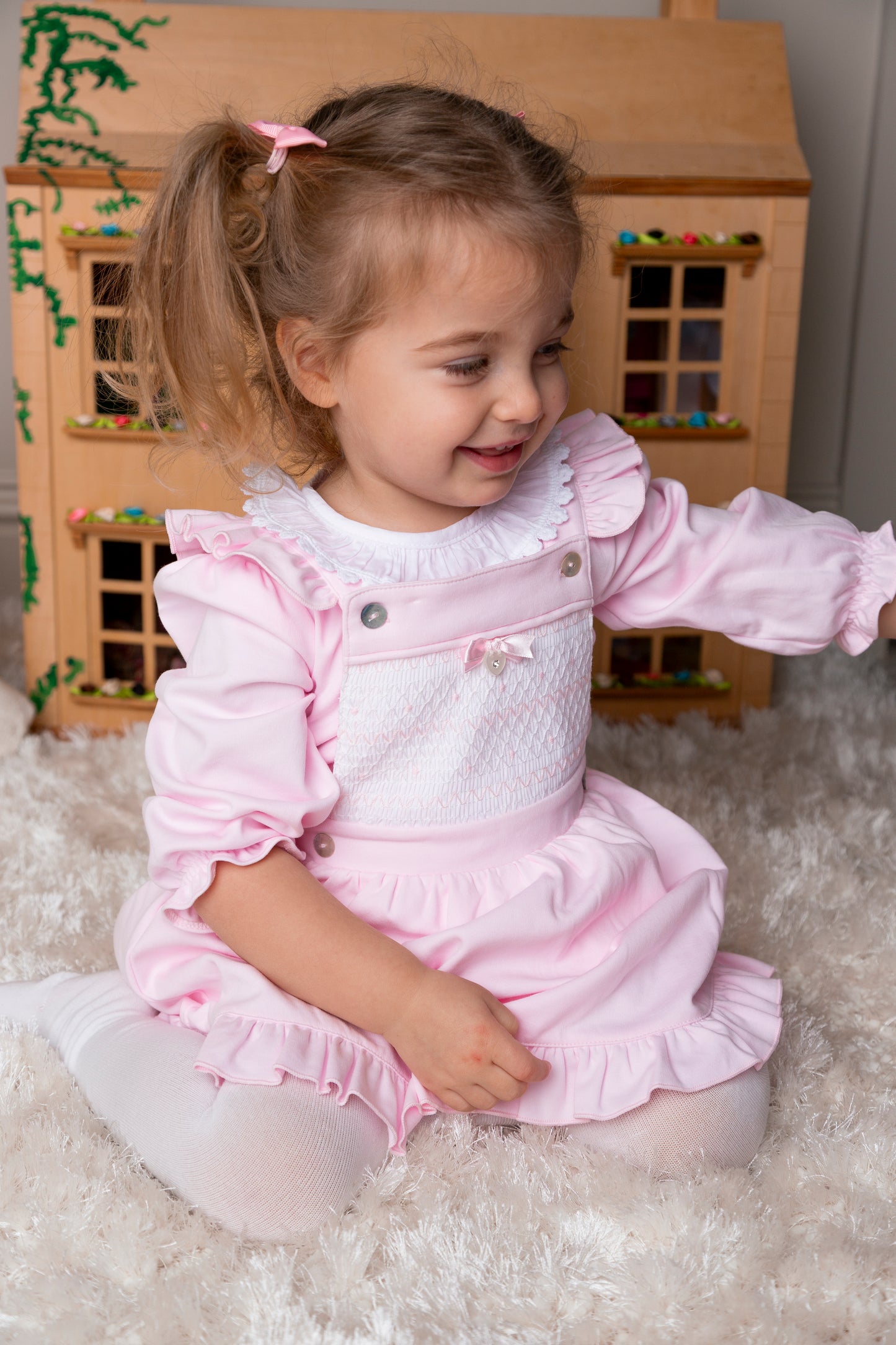 Pink Smocked Top and Pinafore