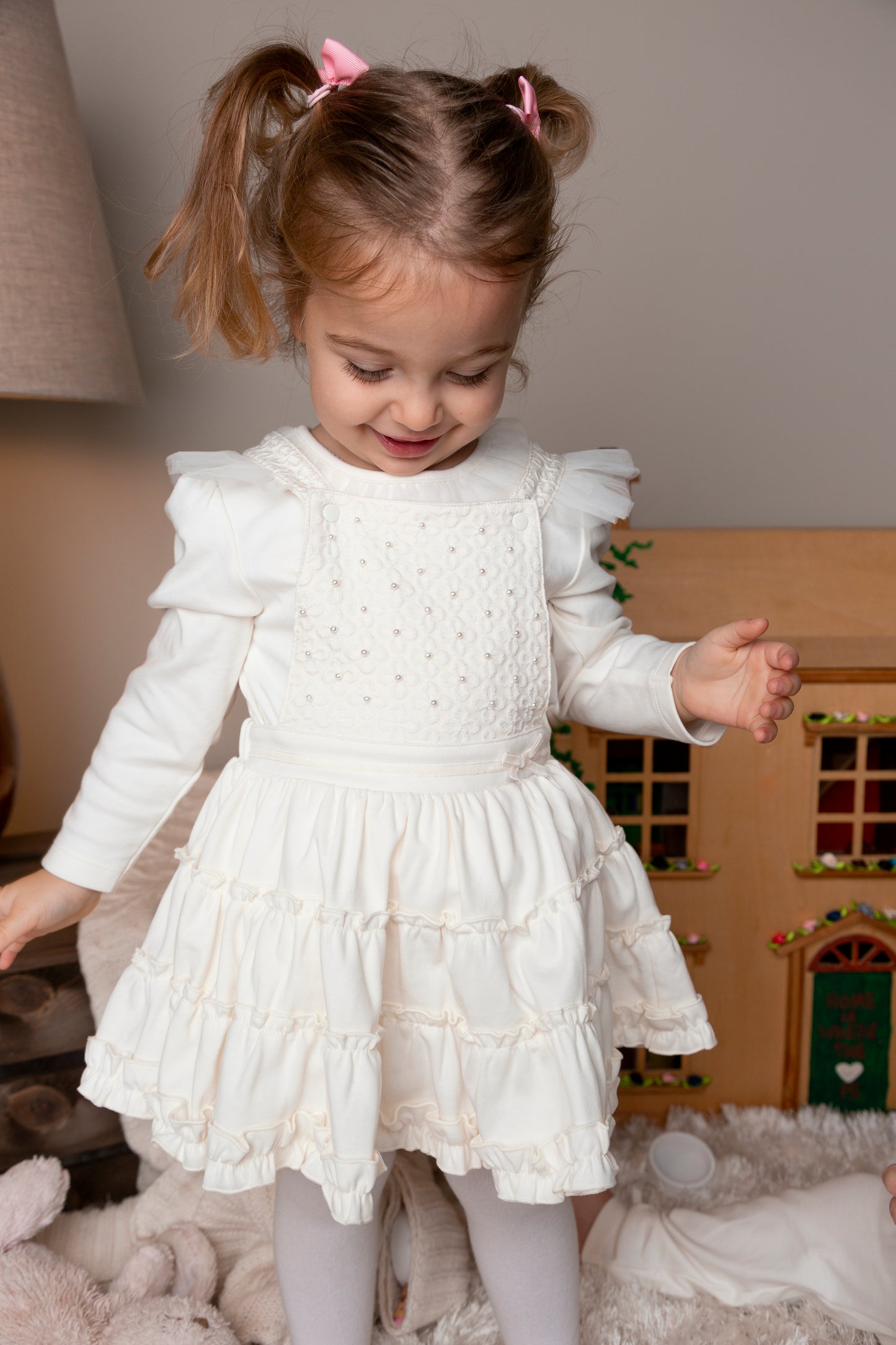 Ivory Interlock Top and Pinafore Dress