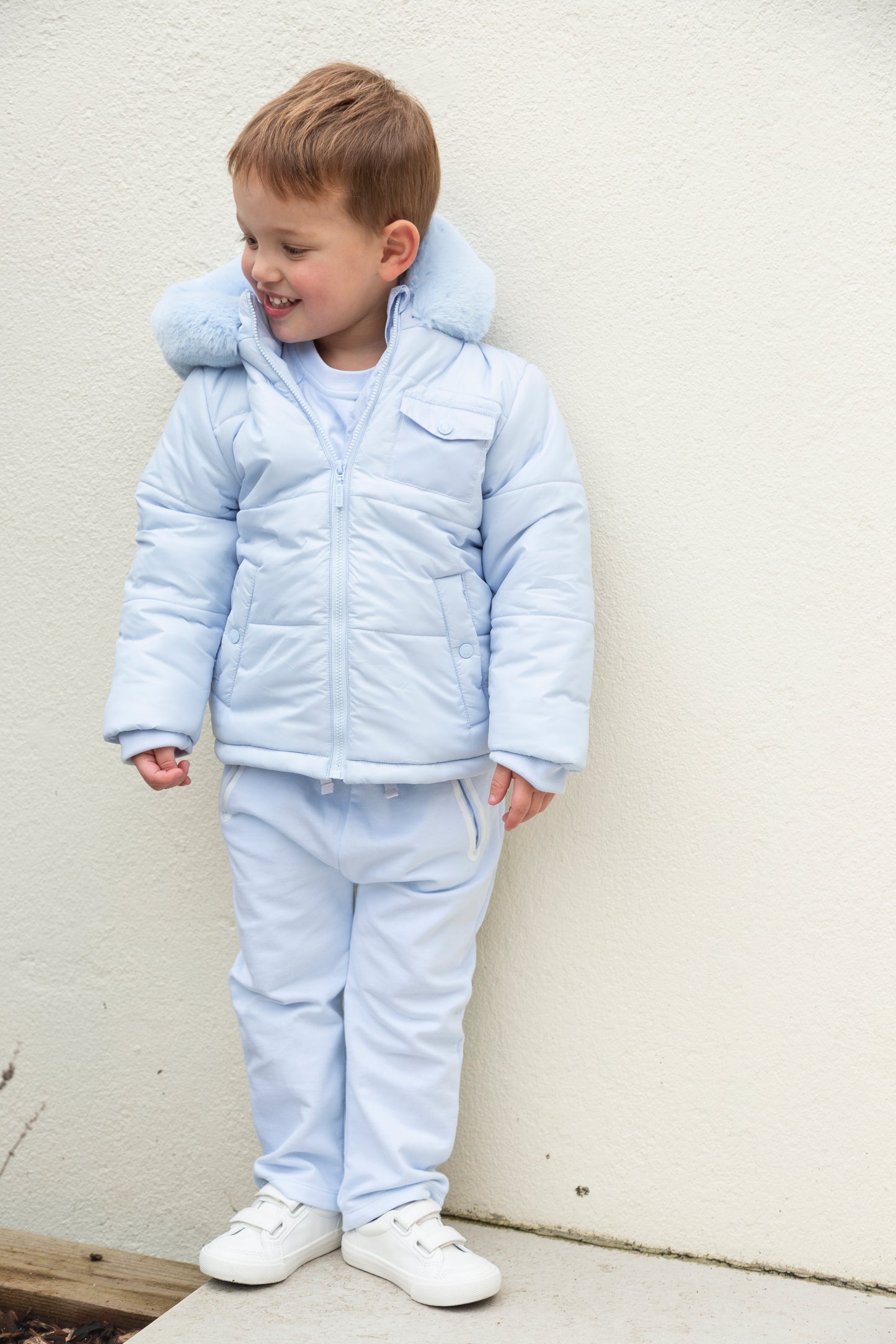 Blue Fur-Hooded Coat