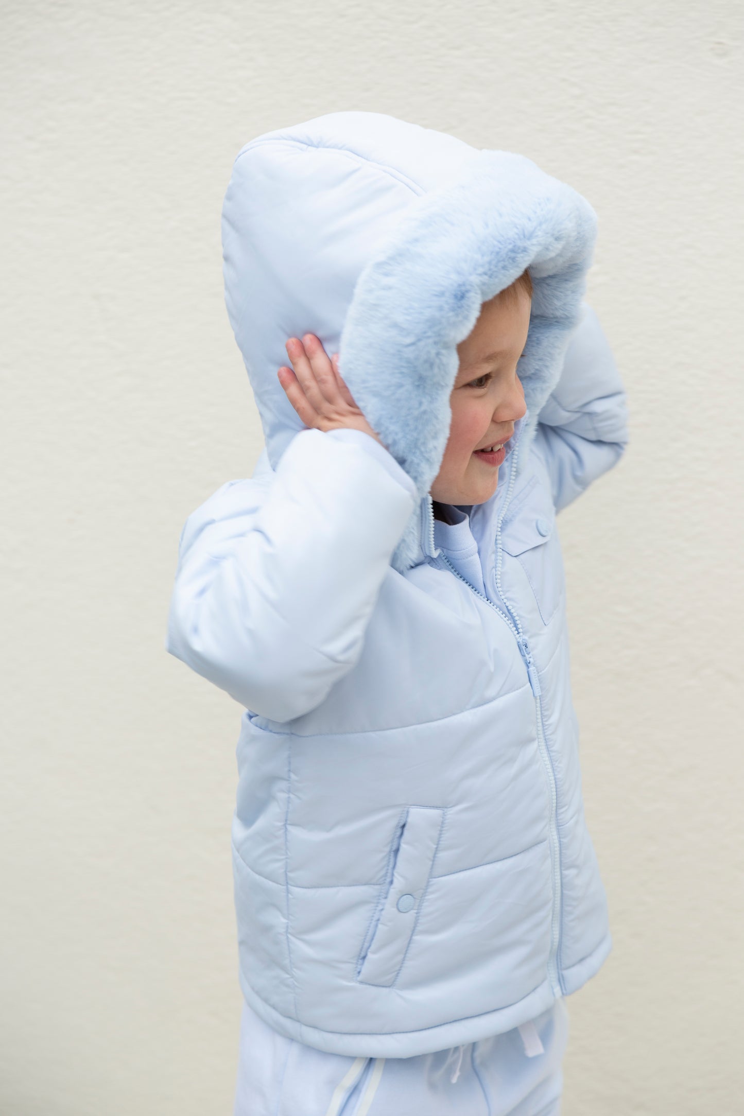 Blue Fur-Hooded Coat