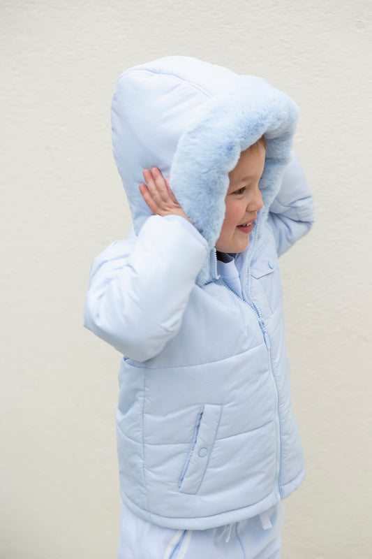 Blue Fur-Hooded Coat