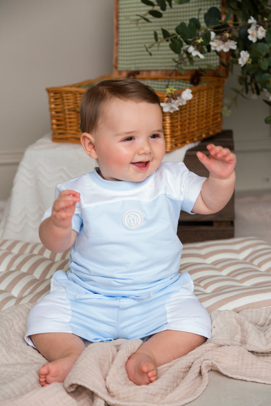 Blue Patchwork Top and Short Set